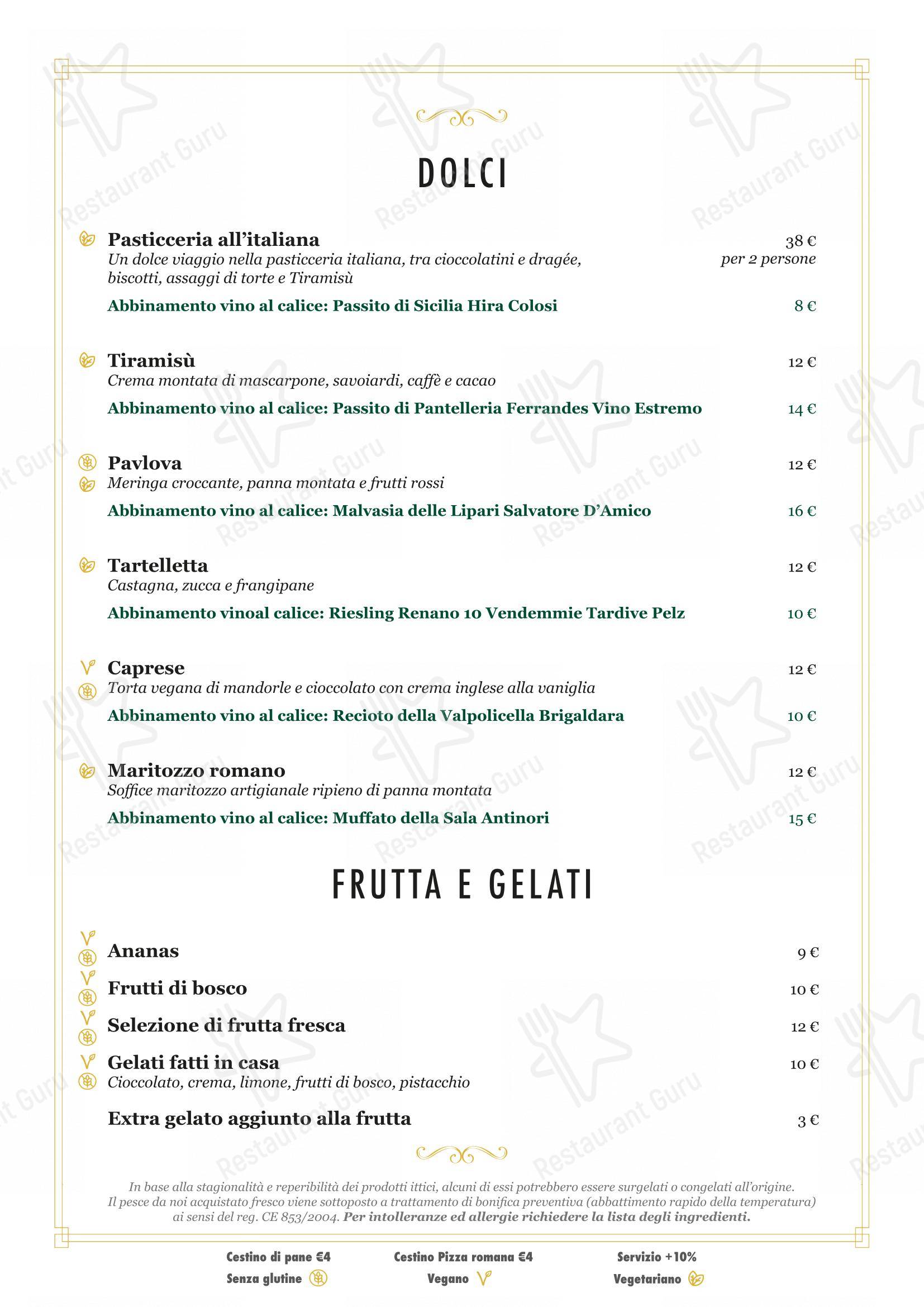 Основное меню per Ristorante Alfredo alla Scrofa in Roma