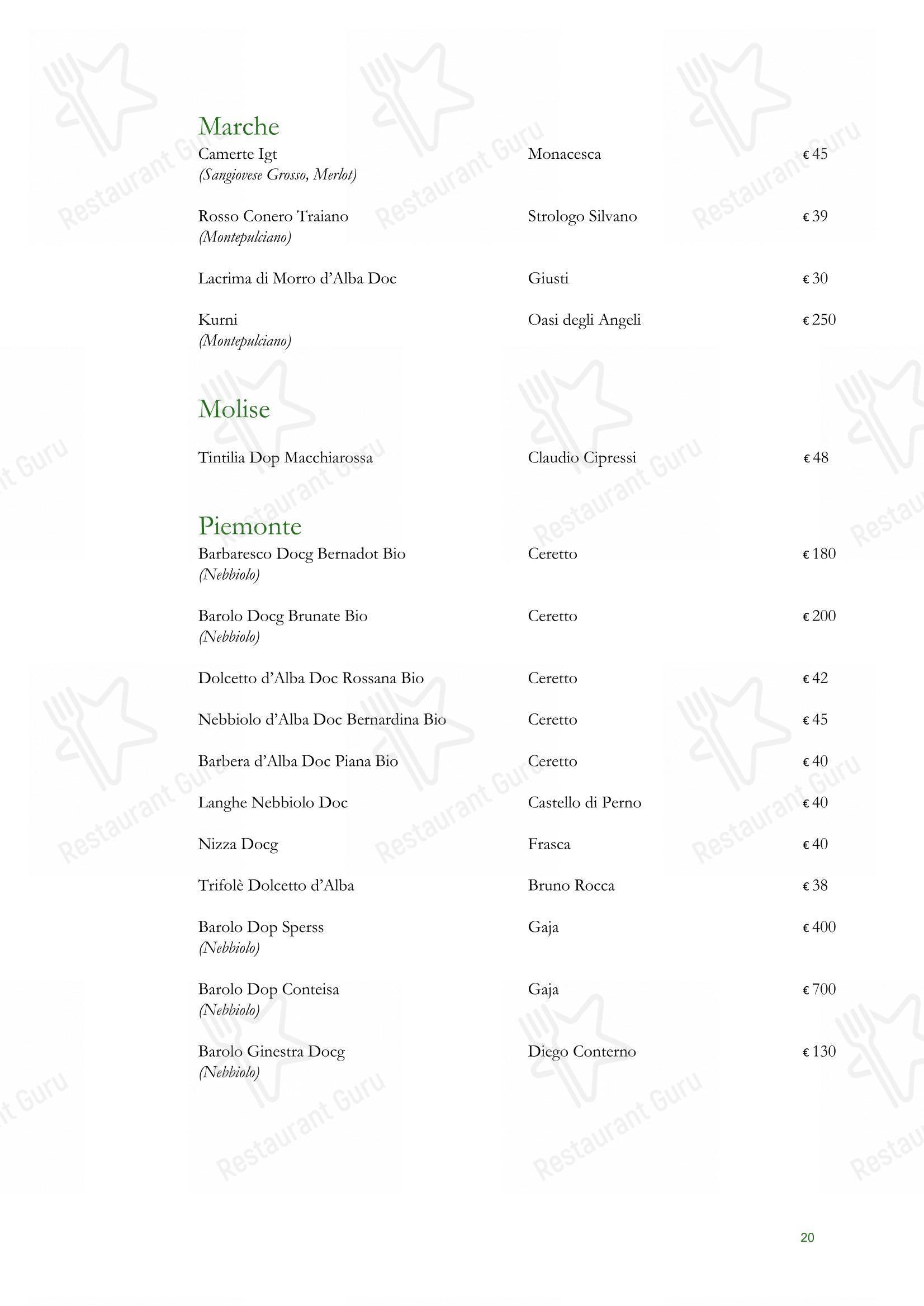 Menu di Ristorante Alfredo alla Scrofa - Ночное меню