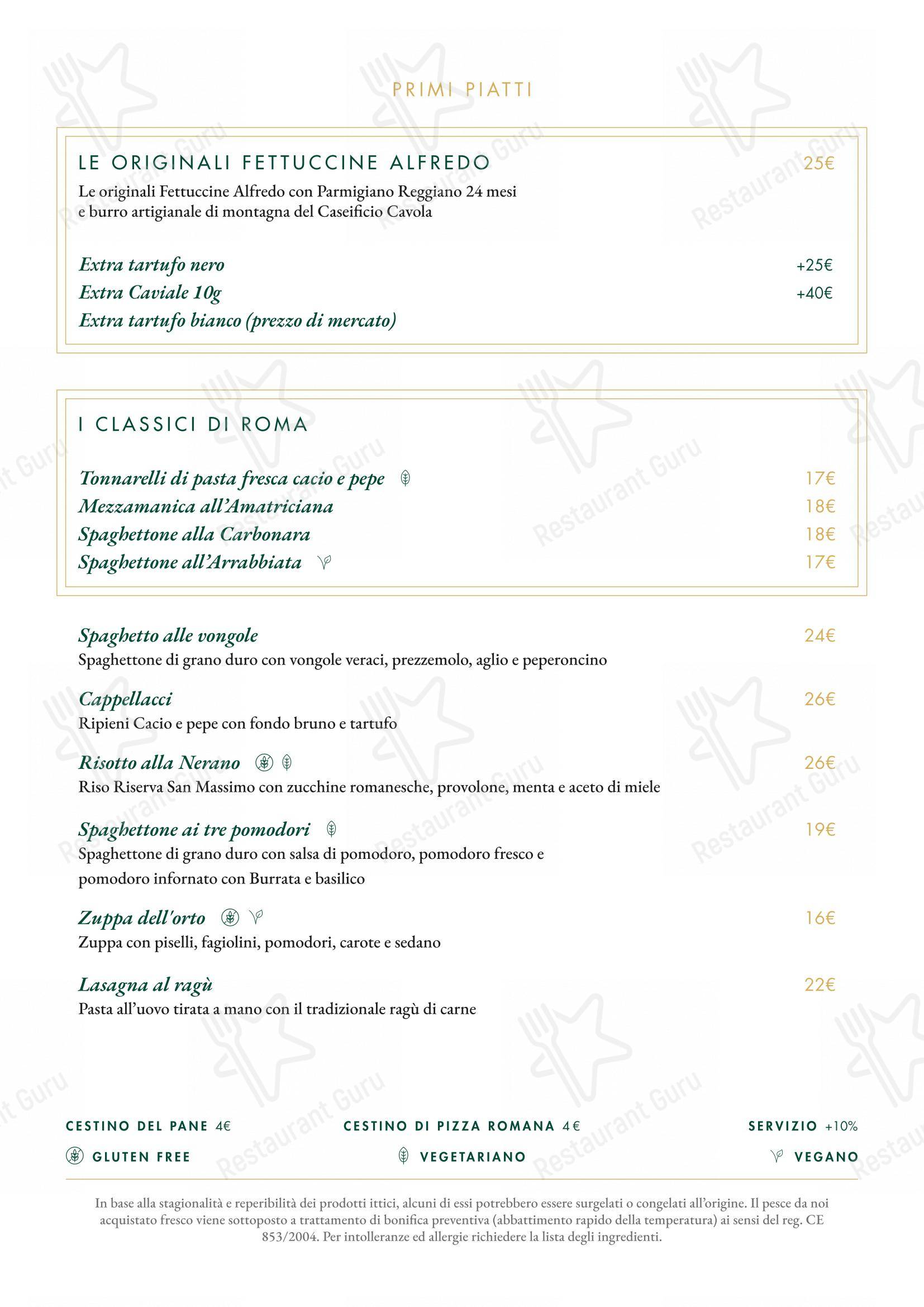 Коктейльная карта per Ristorante Alfredo alla Scrofa in Roma