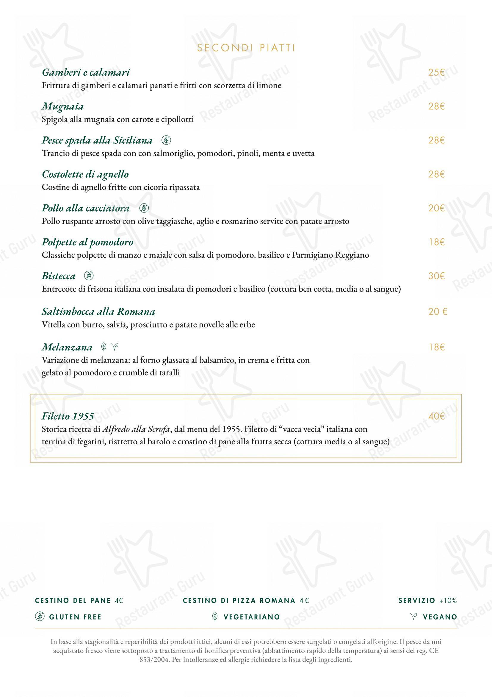Коктейльная карта per Ristorante Alfredo alla Scrofa ristorante