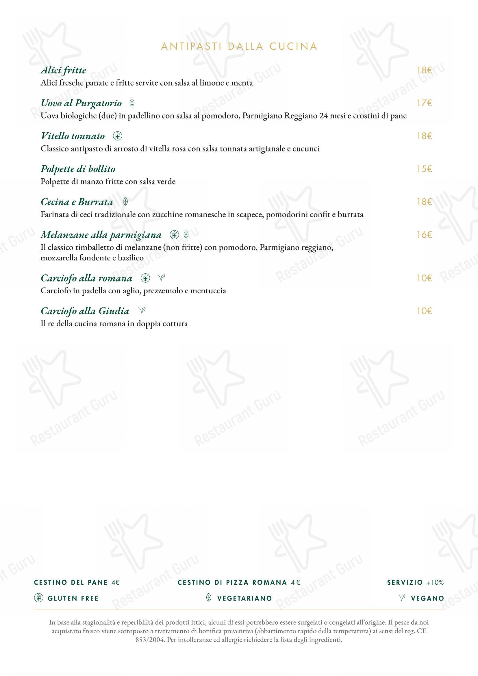 Menu di Ristorante Alfredo alla Scrofa - Menu