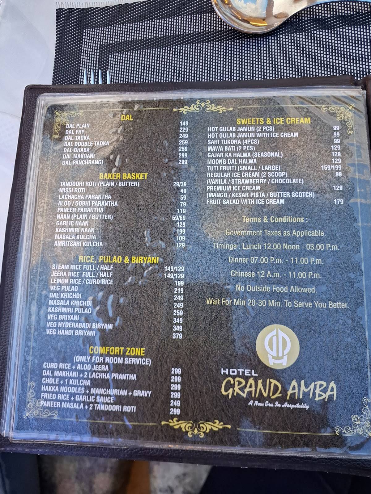 Alpine Veg Restaurant (Fine Dine) menu