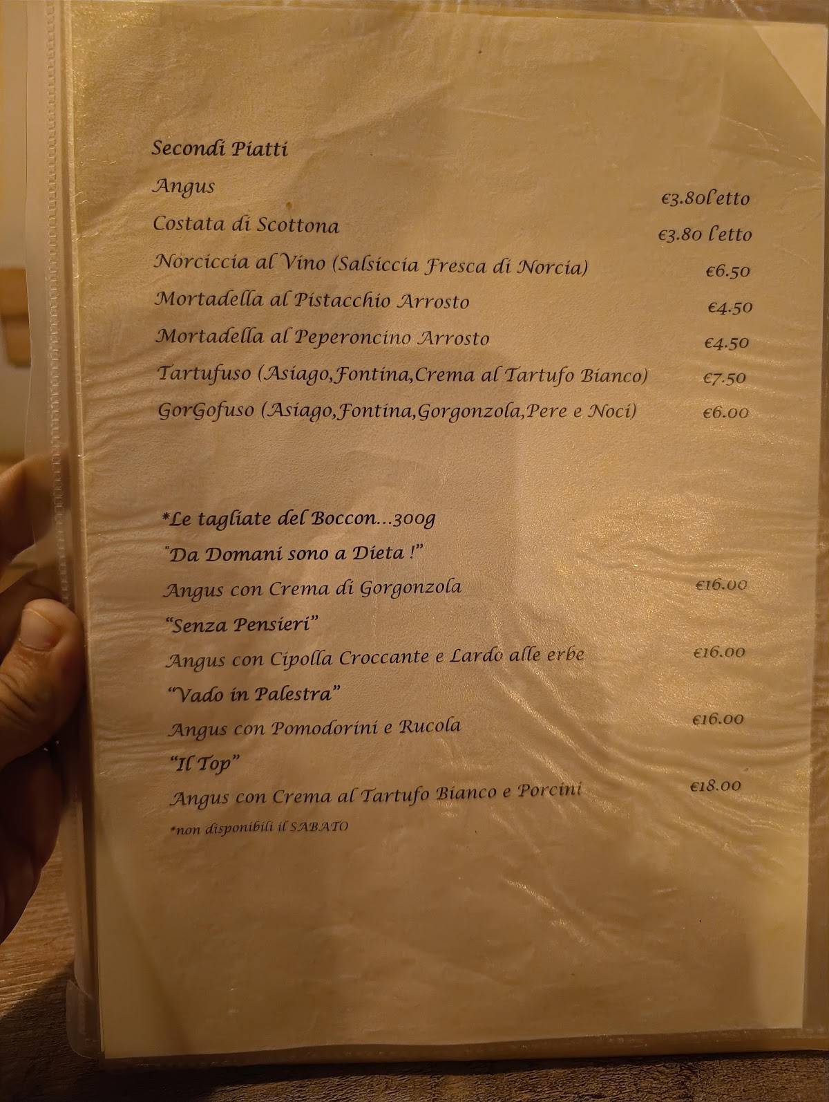 Menu di Salumeria Boccondivino 