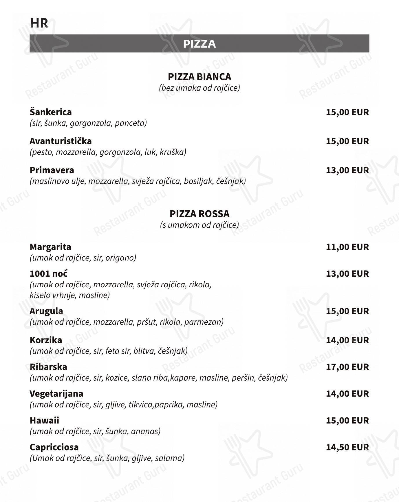 Menu di Alviž - Menu