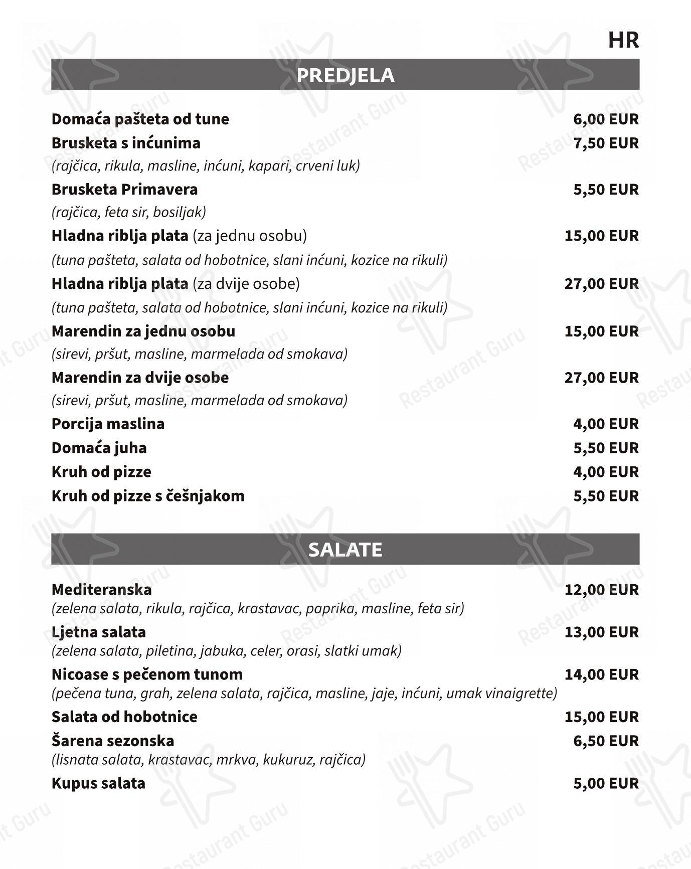 Menu di Alviž - Menu
