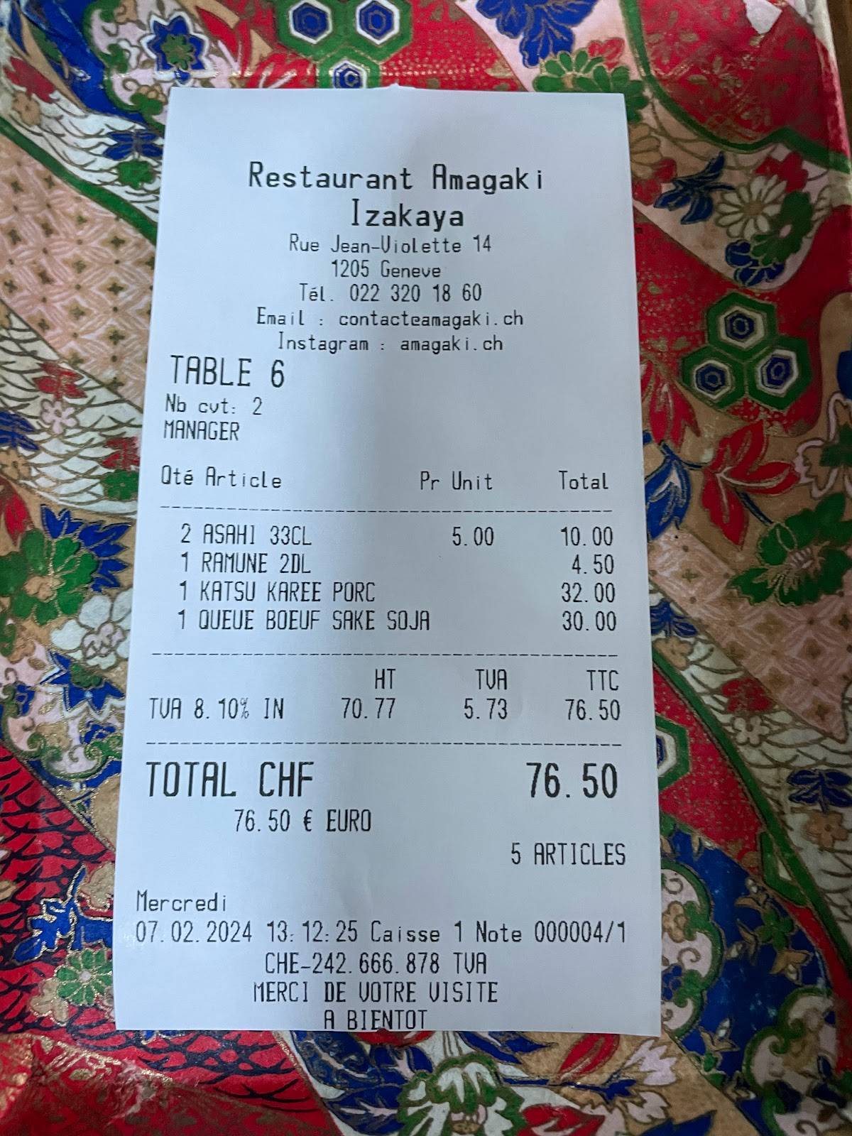 Menu di Amagaki 