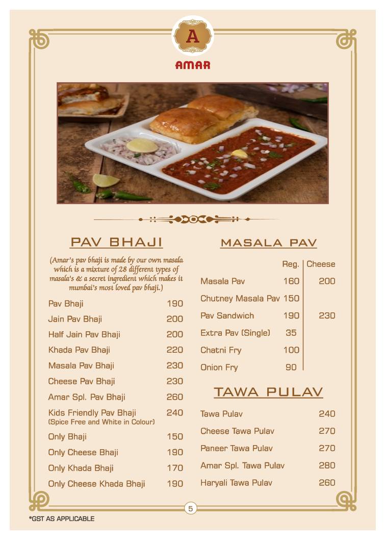 Amar juice centre menu
