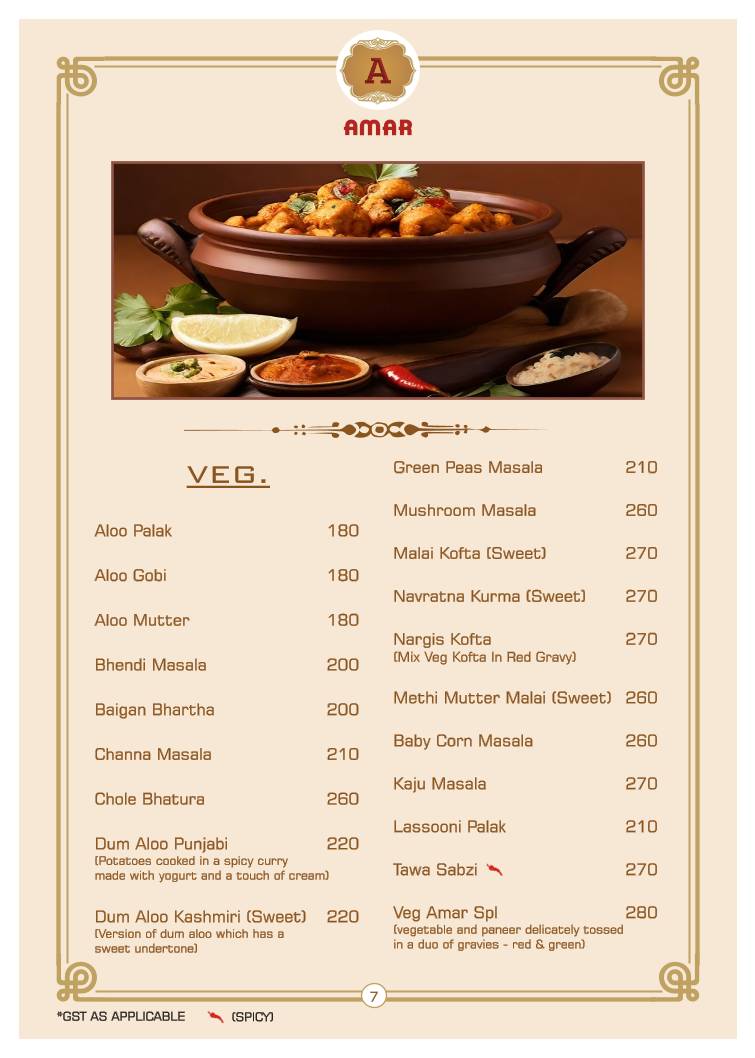 Amar juice centre menu