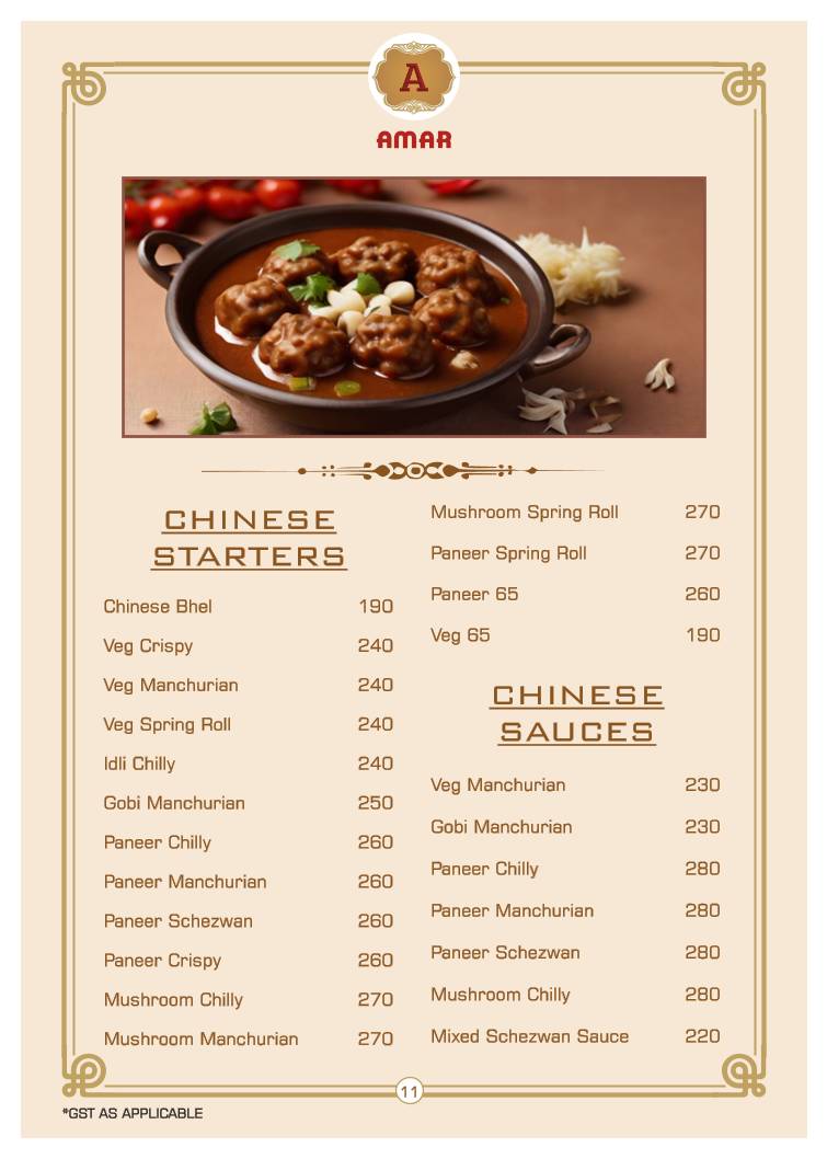 Amar juice centre menu