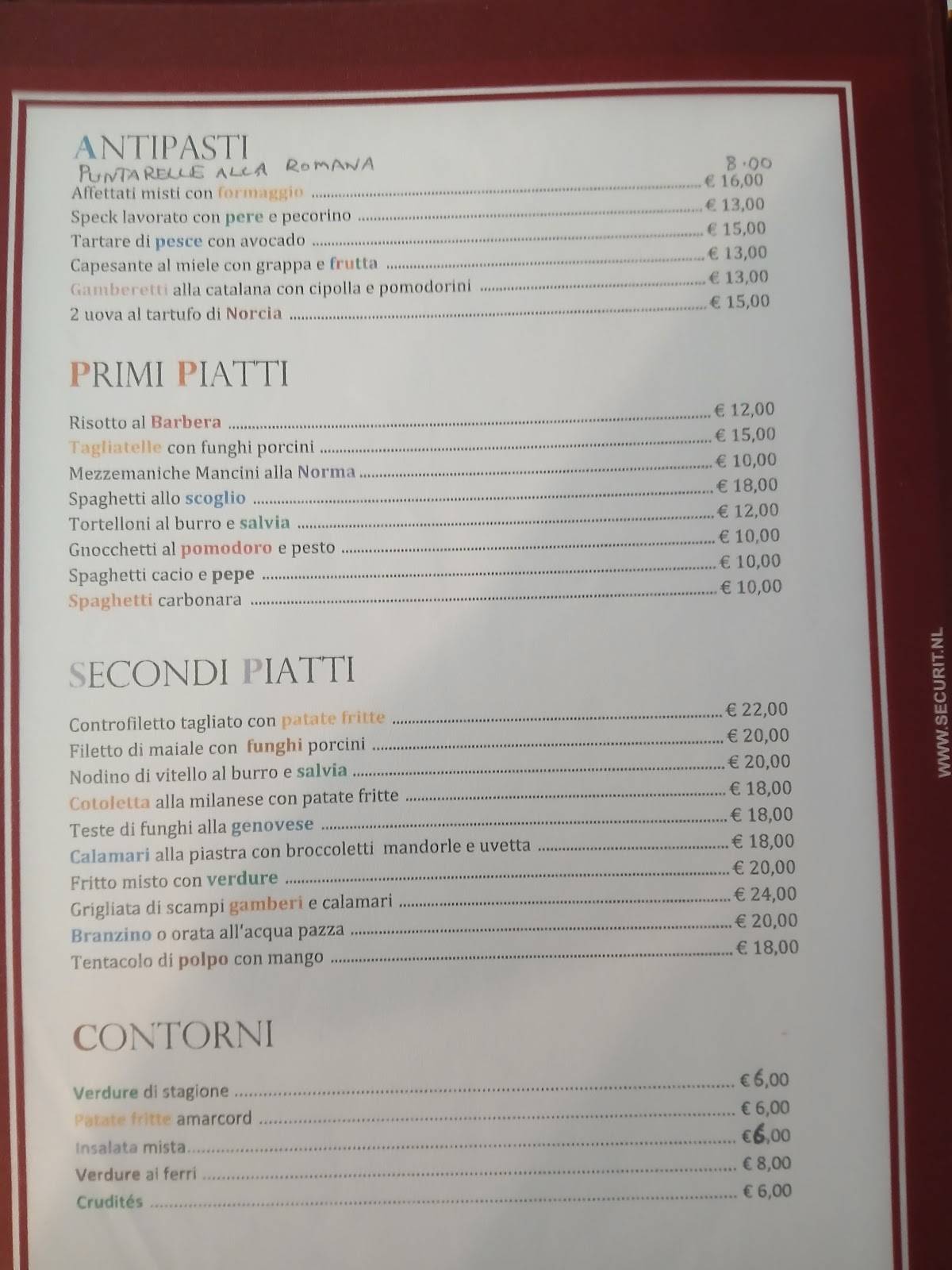 Menu di Amarcord 