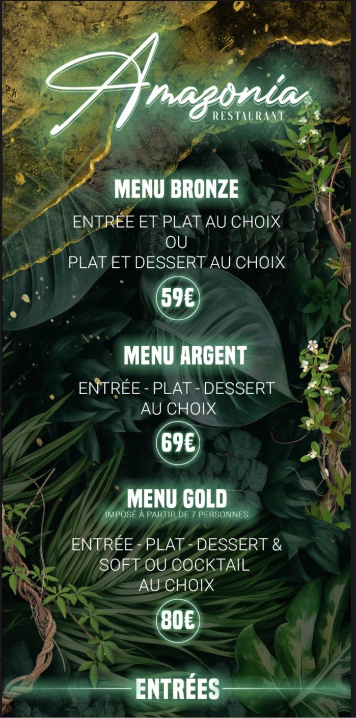 Menu de Amazonia-Restaurant Halal Paris Champs Élysées