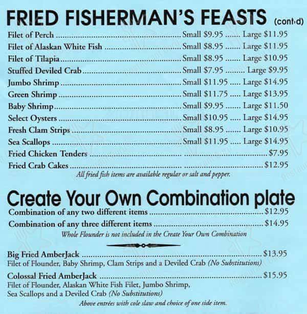 Menu at AmberJack Seafood & Steaks Restaurant, Gastonia
