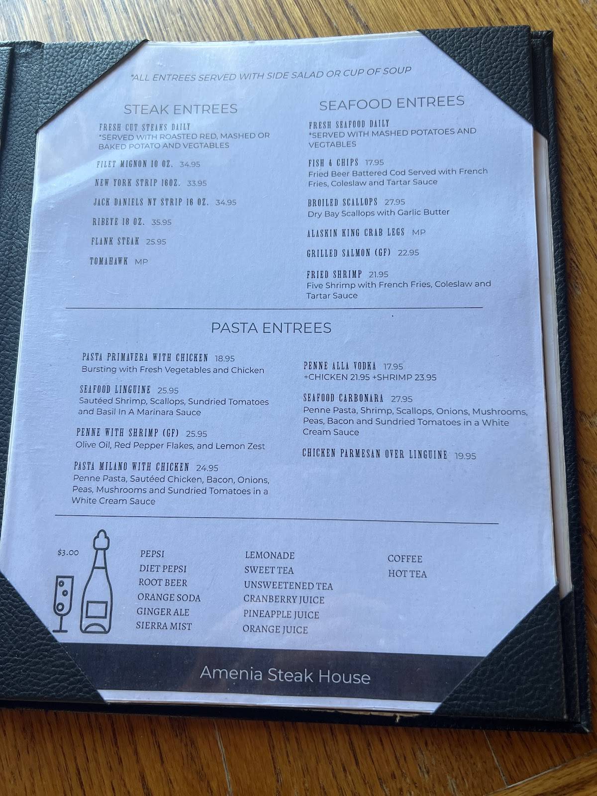 Menu at Amenia Steak House pub & bar, Amenia