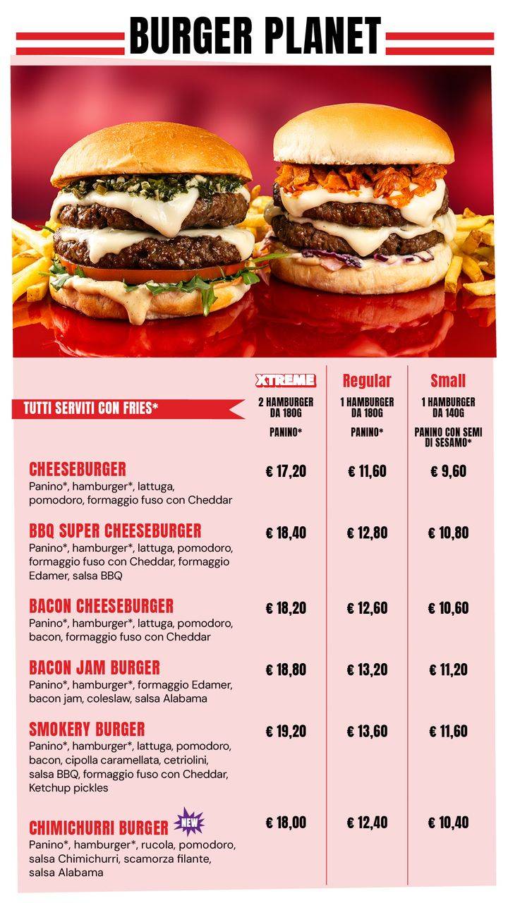 Menu di America Graffiti - Roma 