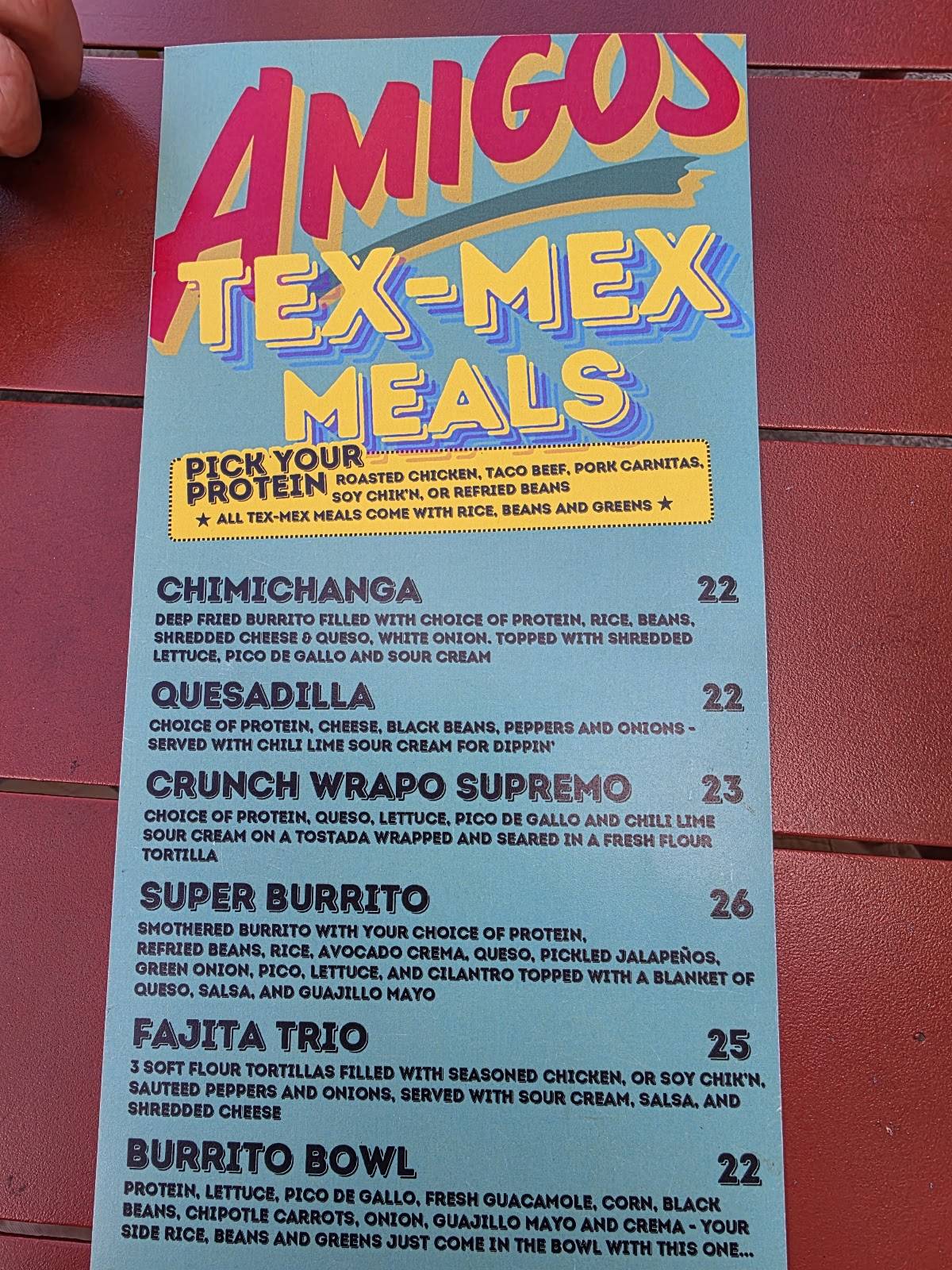 Menu de Amigos Tex-Mex
