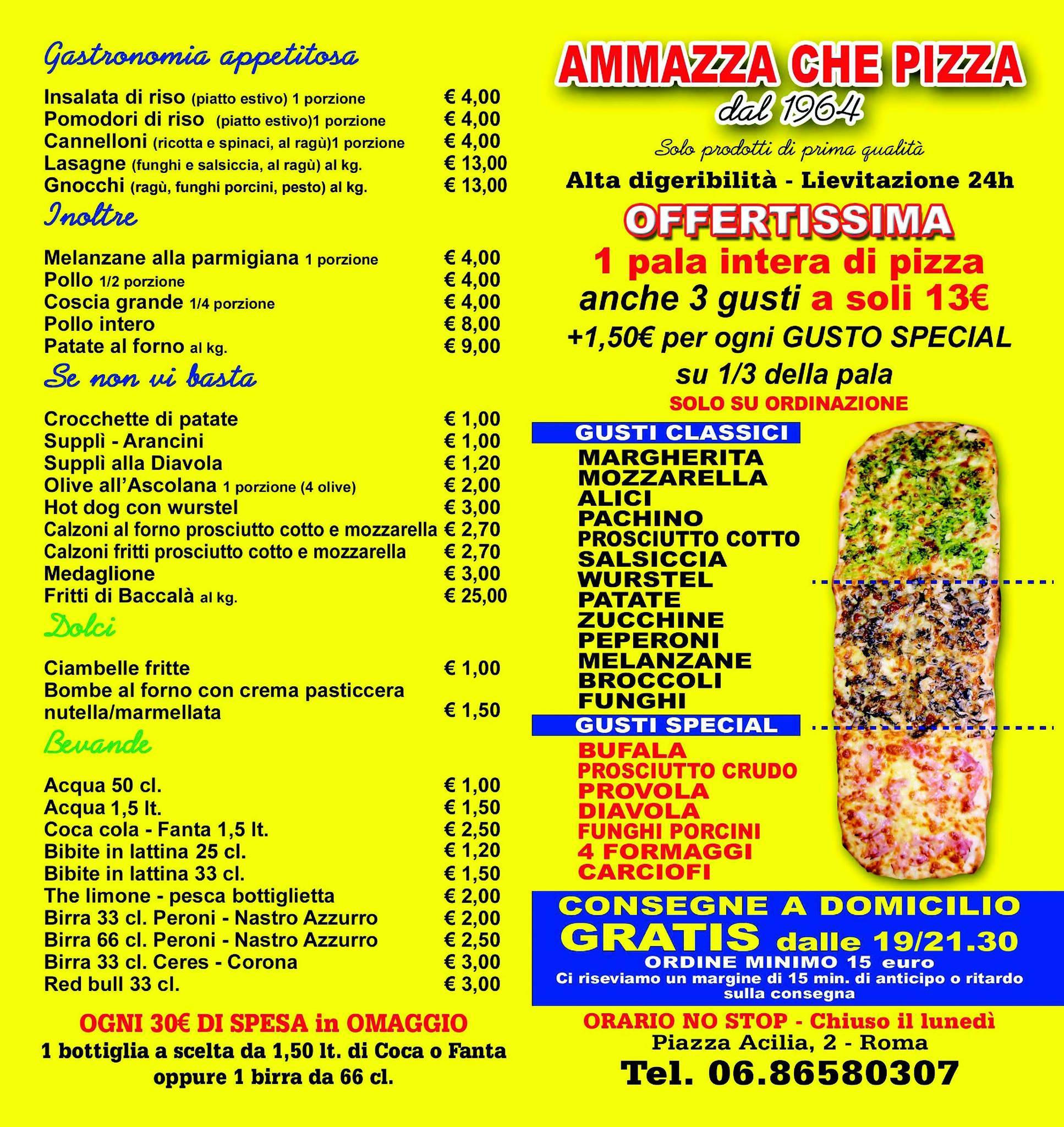 Menu di Ammazza Che Pizza Di Tombolillo Angela 