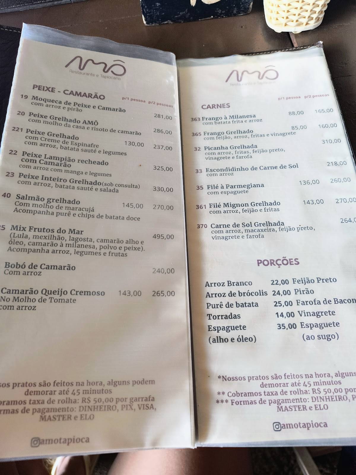 Amô Restaurante e Tapiocaria cardápio