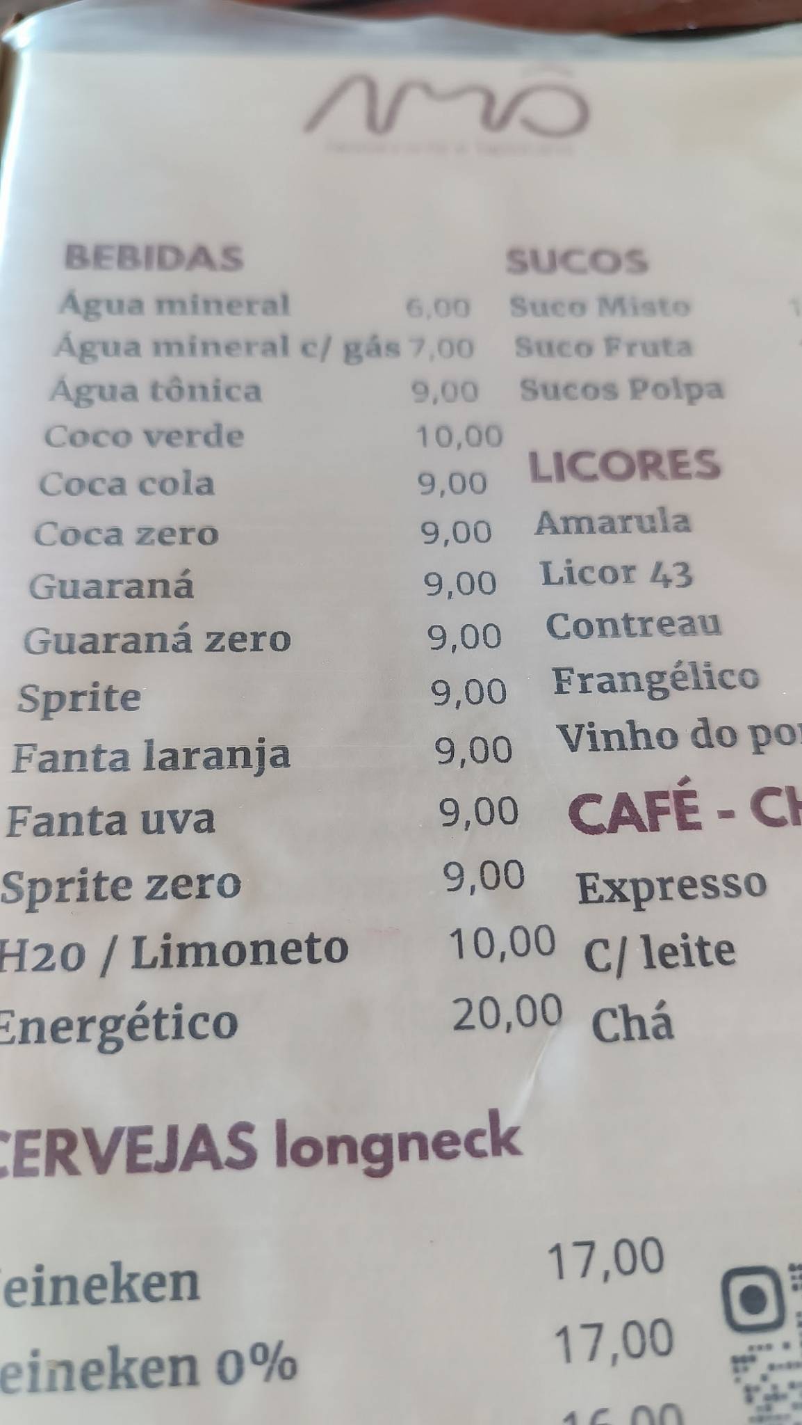 Amô Restaurante e Tapiocaria cardápio