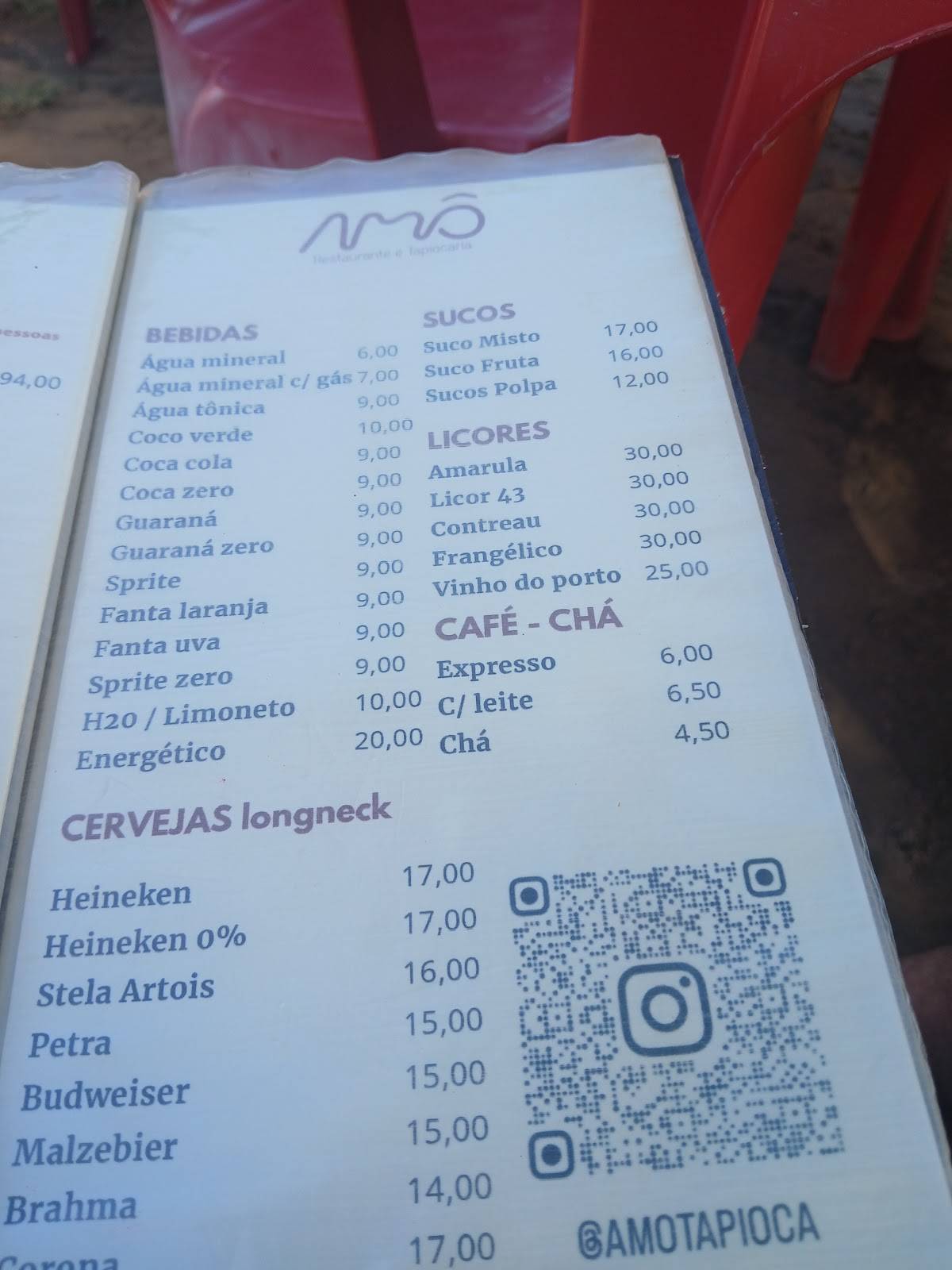 Amô Restaurante e Tapiocaria cardápio