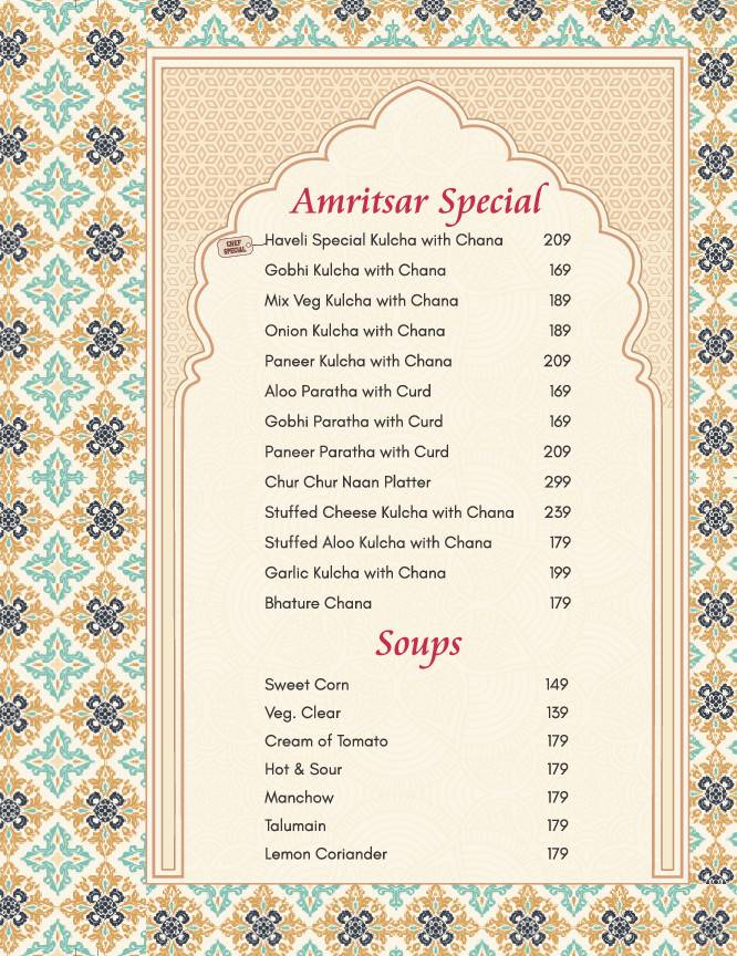 Amritsar Haveli Garhshankar menu