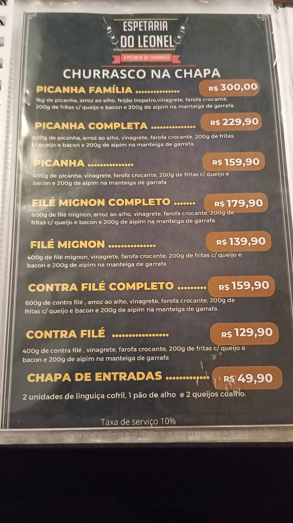Espetaria do Leonel cardápio