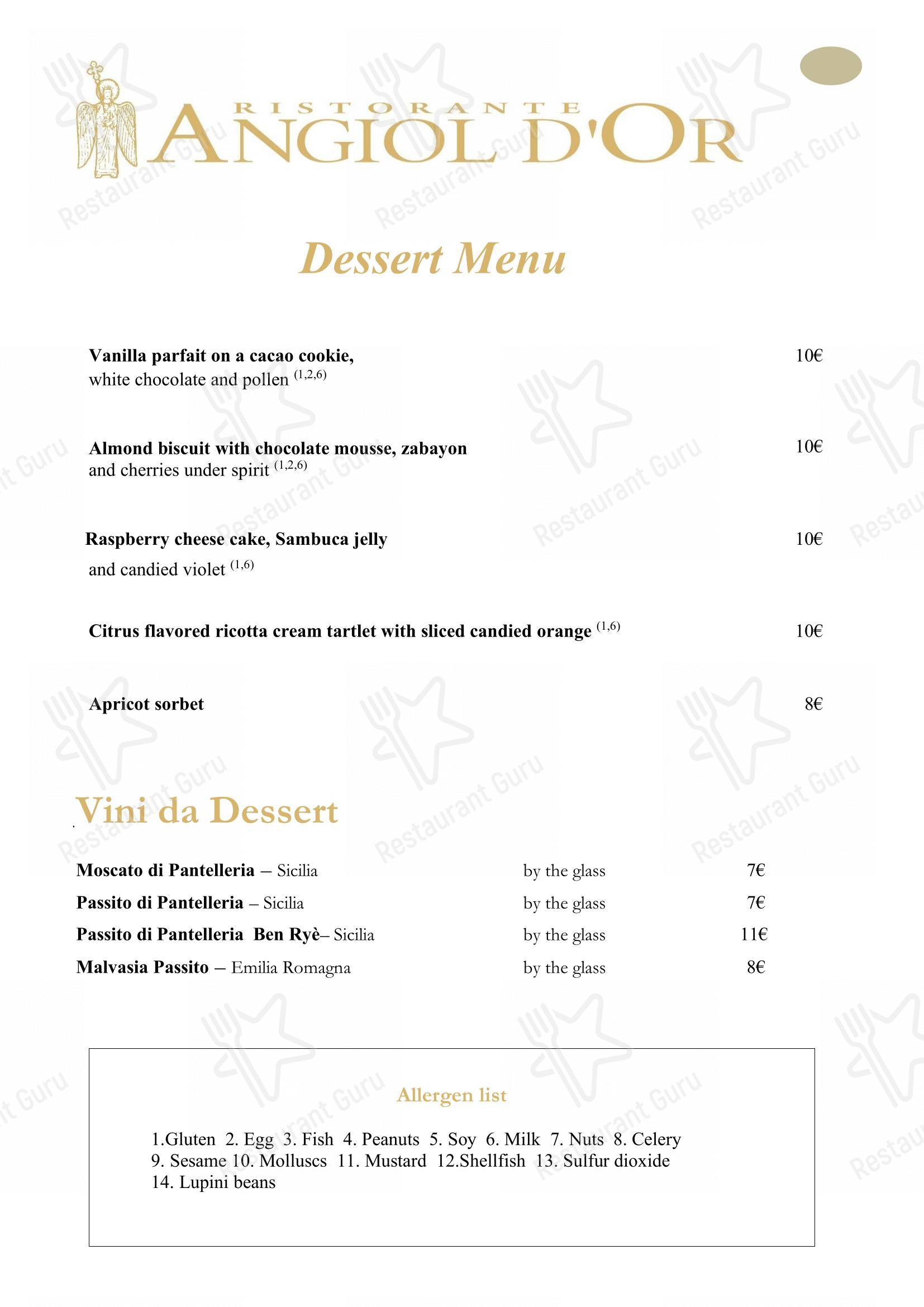 Ristorante Angiol D'or in Parma - Основное меню