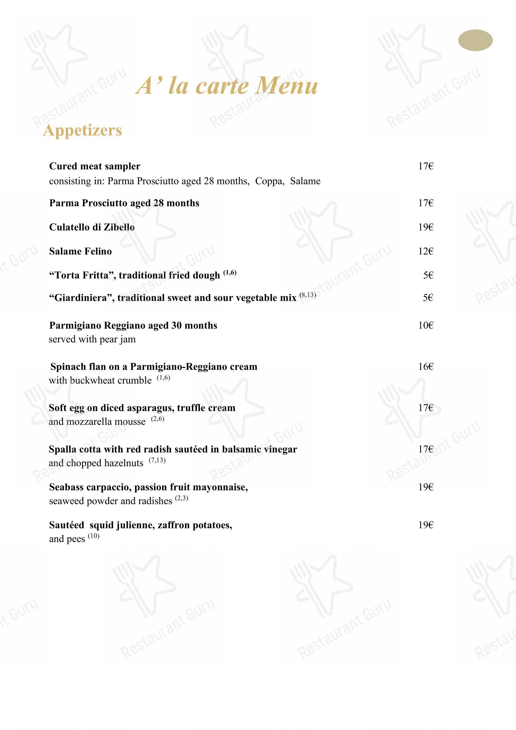 Основное меню per Ristorante Angiol D'or in Parma