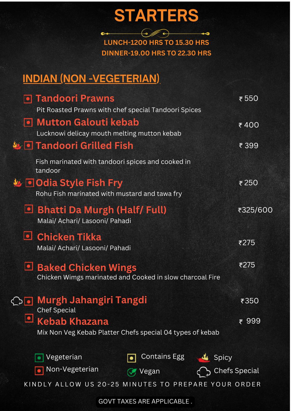 The Food Castle menu