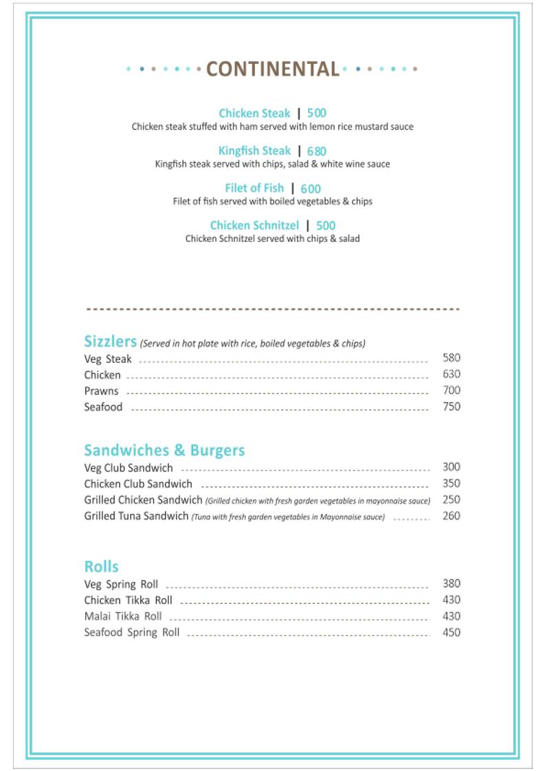 Cafe Antonio menu