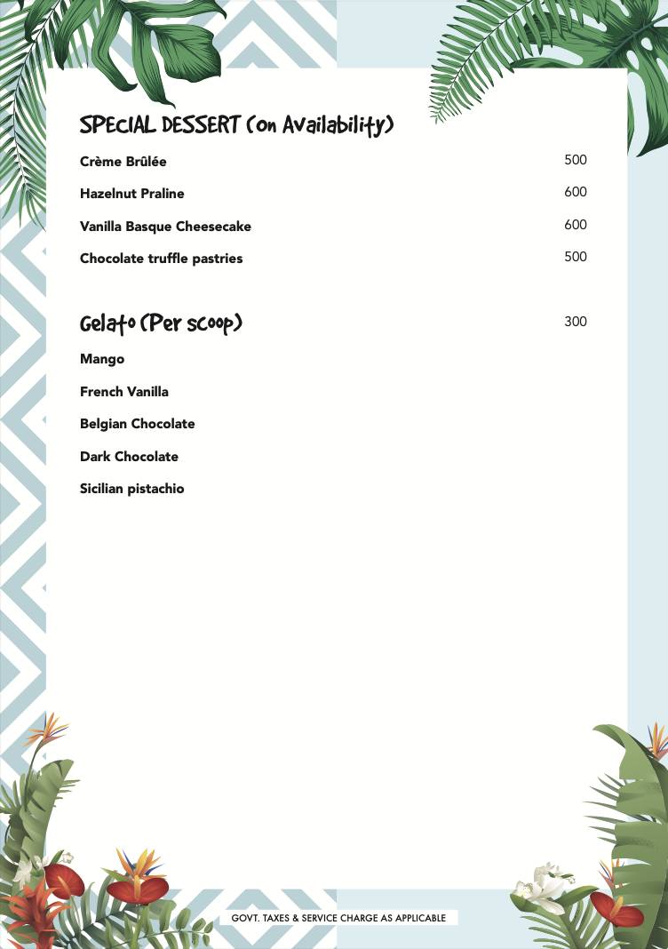 Casa Playa menu