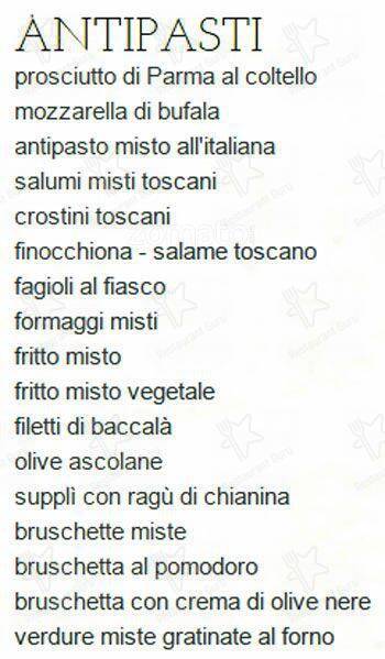 Menu di L'Antica Griglia Toscana 