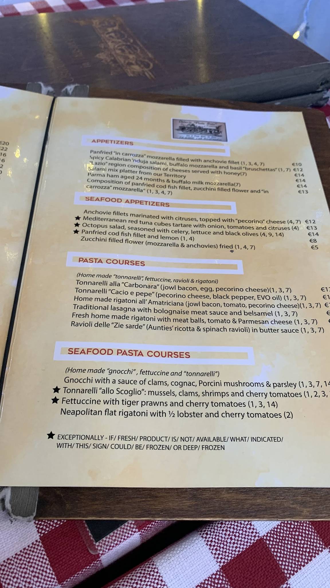 Menu di Antica Osteria Ponte Sisto 