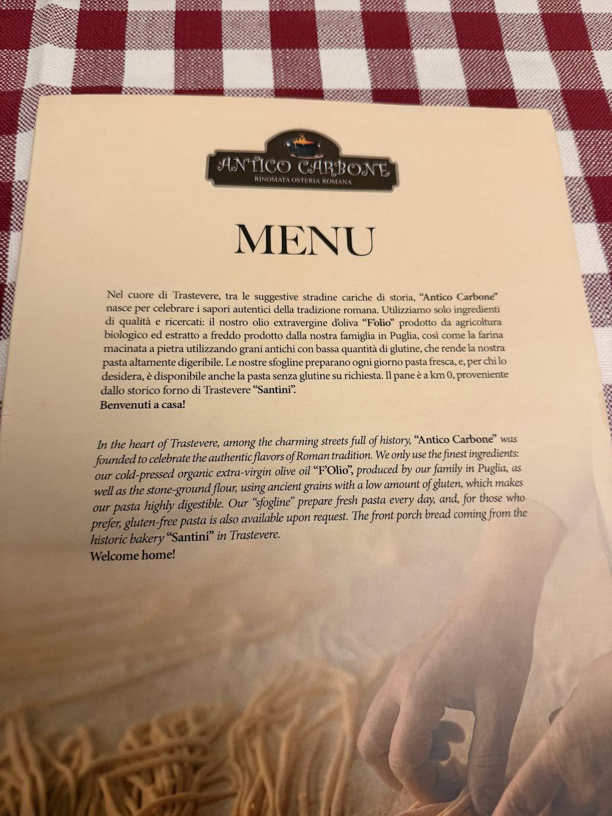 Menu de Antico Carbone