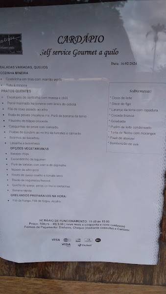 Apocalipse Restaurante cardápio