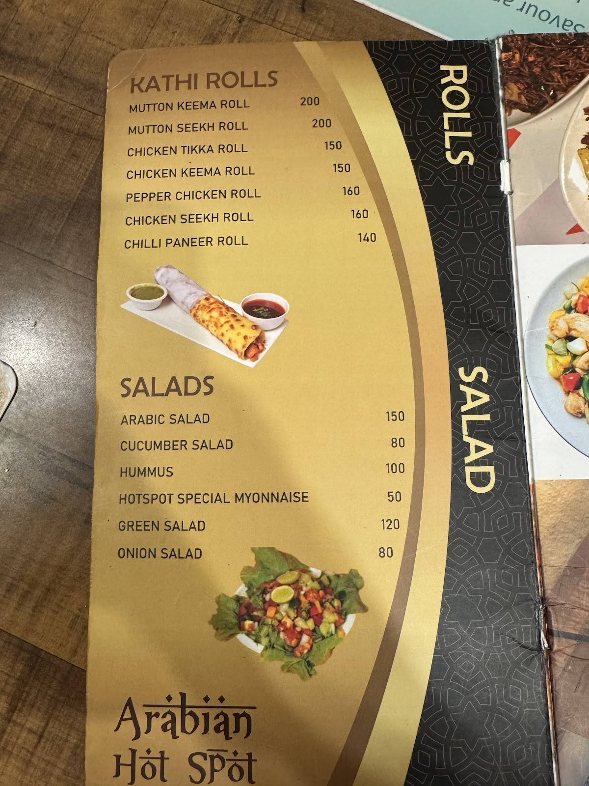 Arabian Hotspot menu