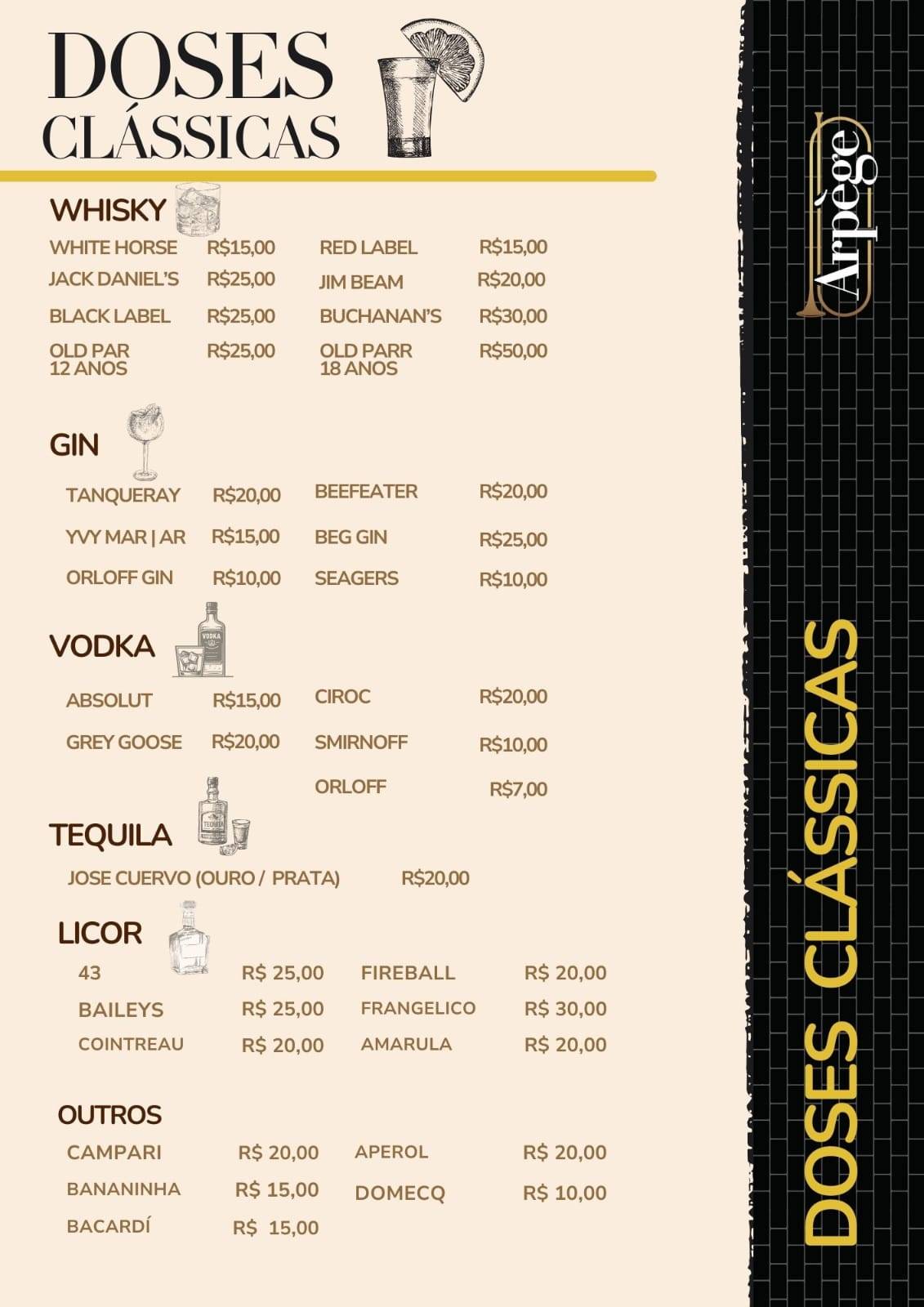Arpège Bar cardápio