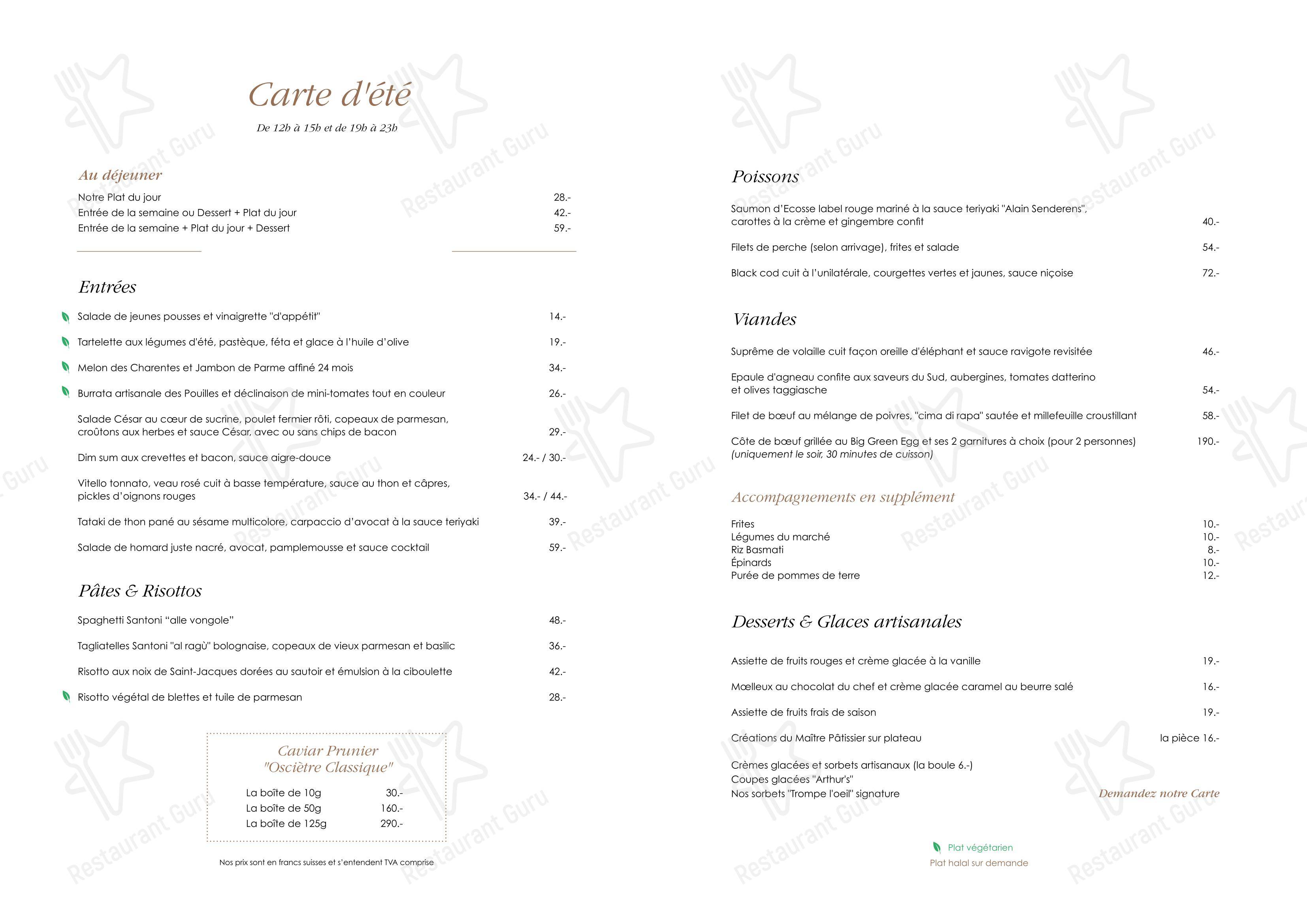 Menu bar per Arthur's rivegauche ristorante