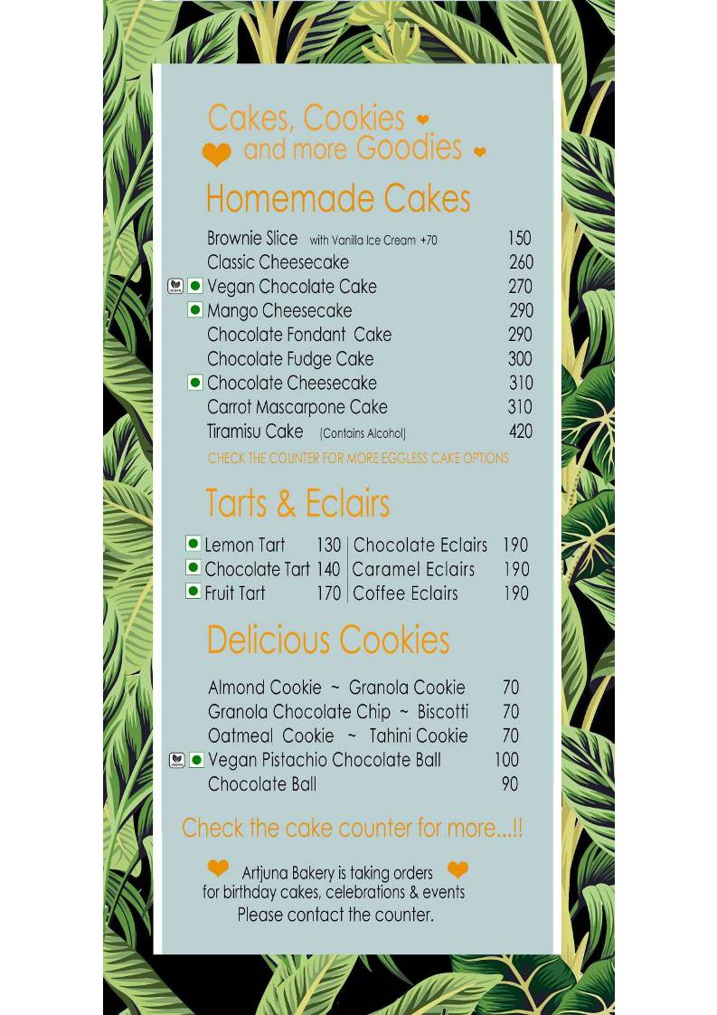 Artjuna Cafe - Anjuna menu