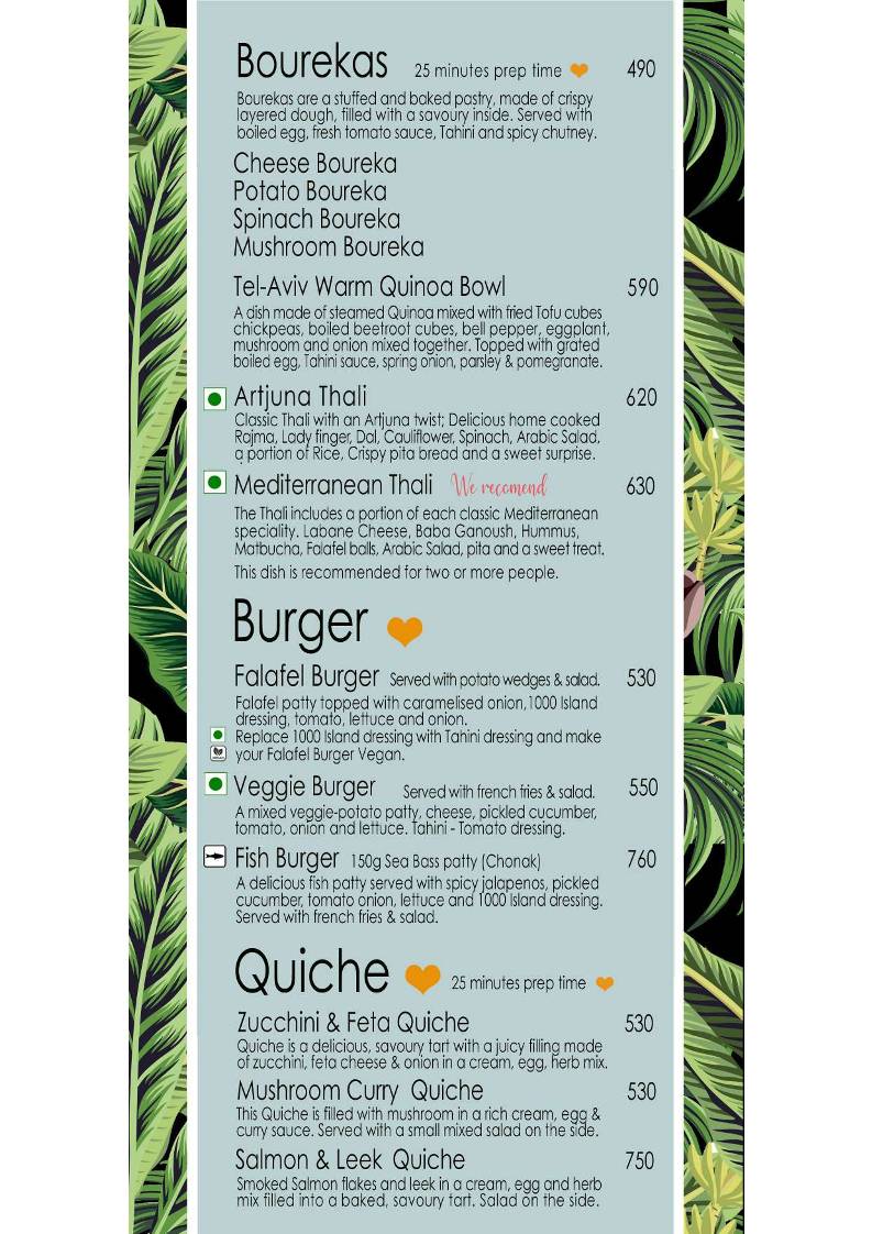 Artjuna Cafe - Anjuna menu