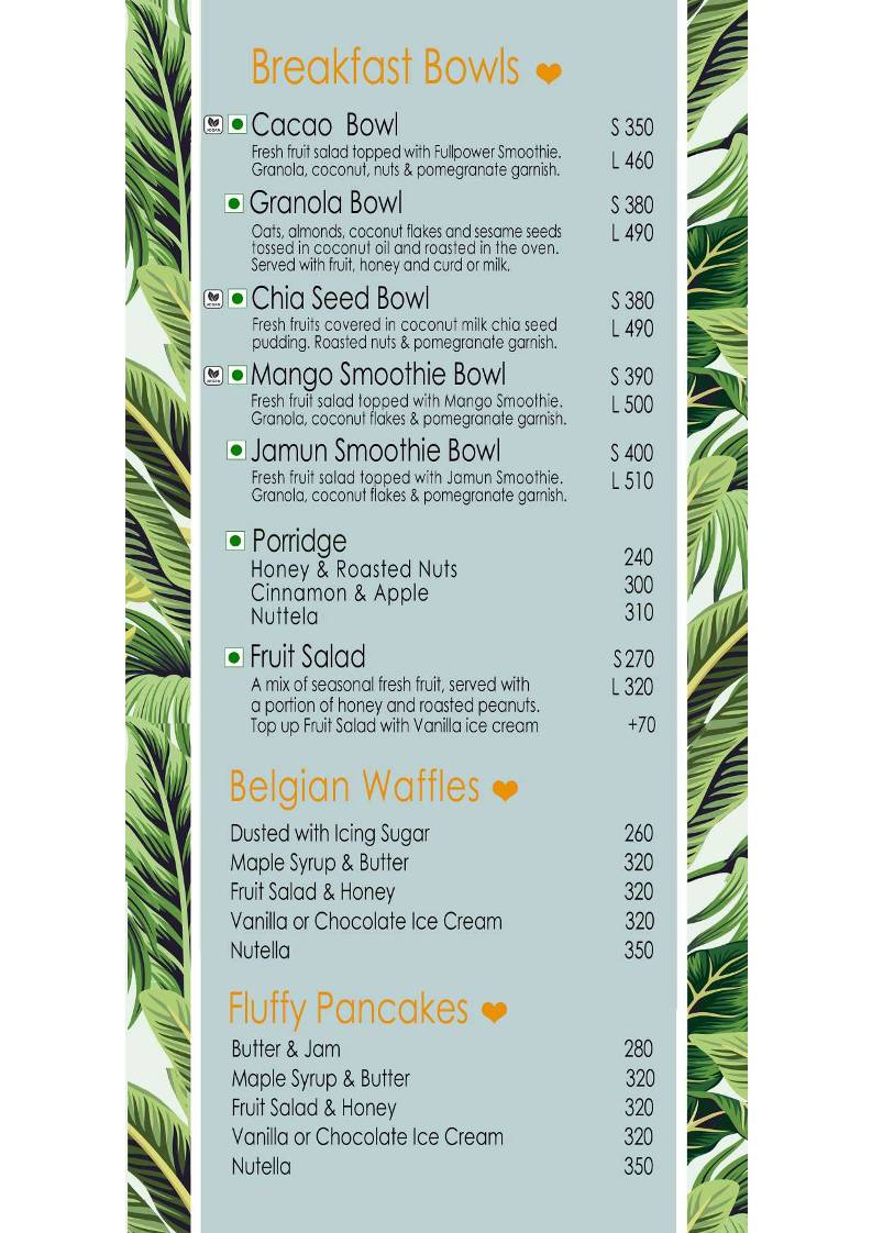 Artjuna Cafe - Anjuna menu