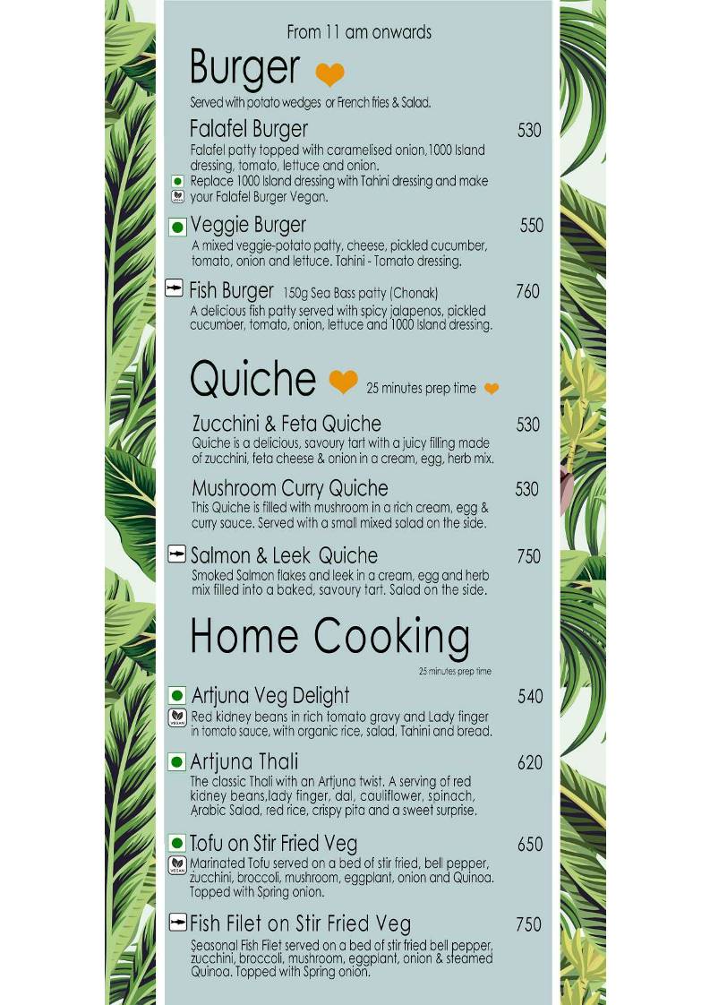 Artjuna Cafe - Anjuna menu