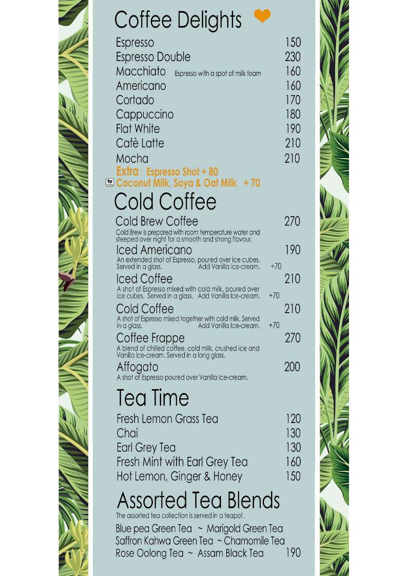 Artjuna Cafe - Anjuna menu