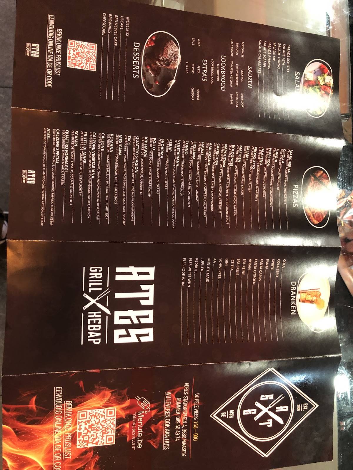 Menu de Ates Kebab