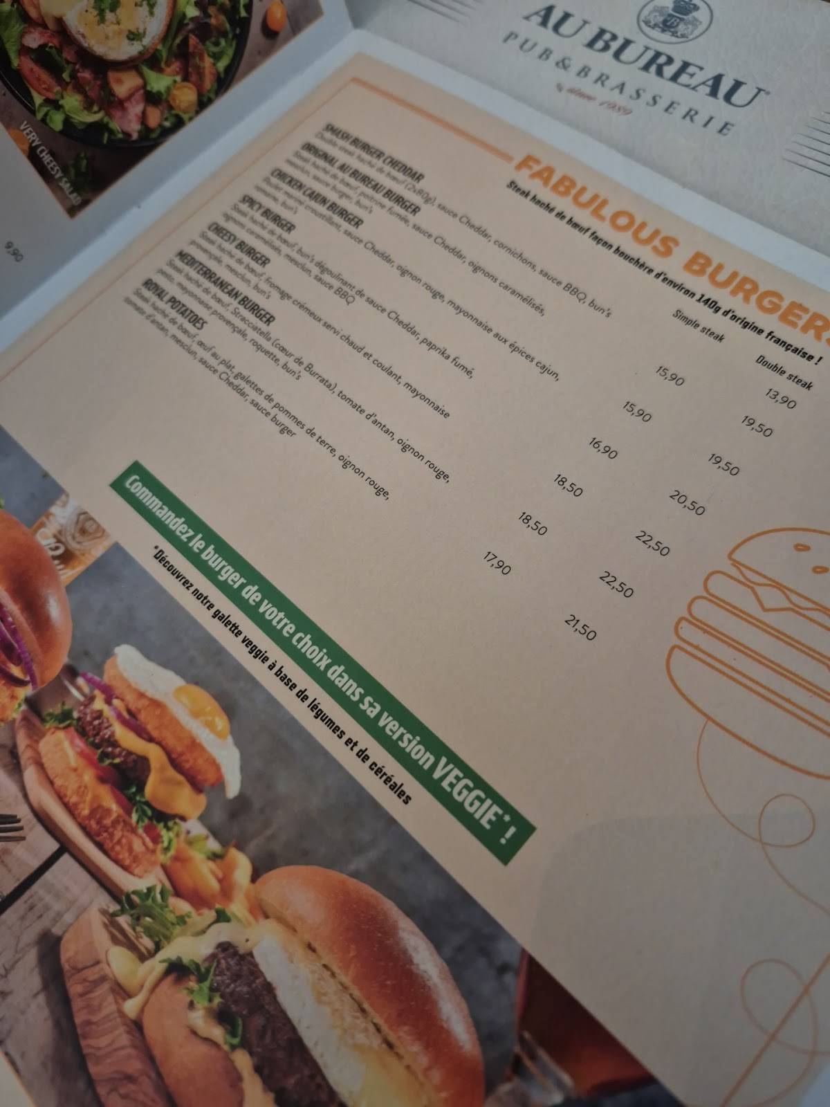 Menu de Au Bureau