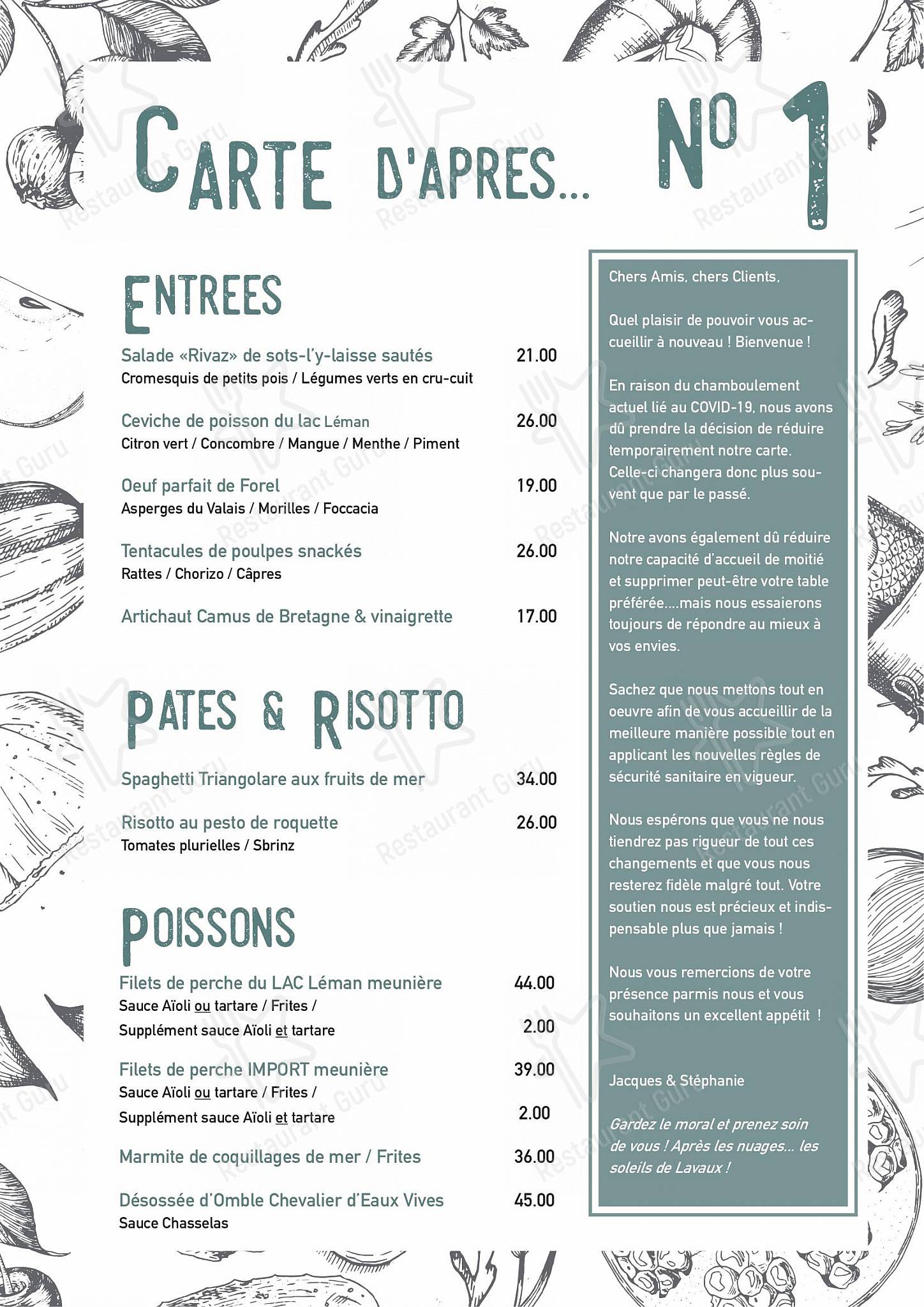 Lunch Menu per Auberge de Rivaz in Rivaz