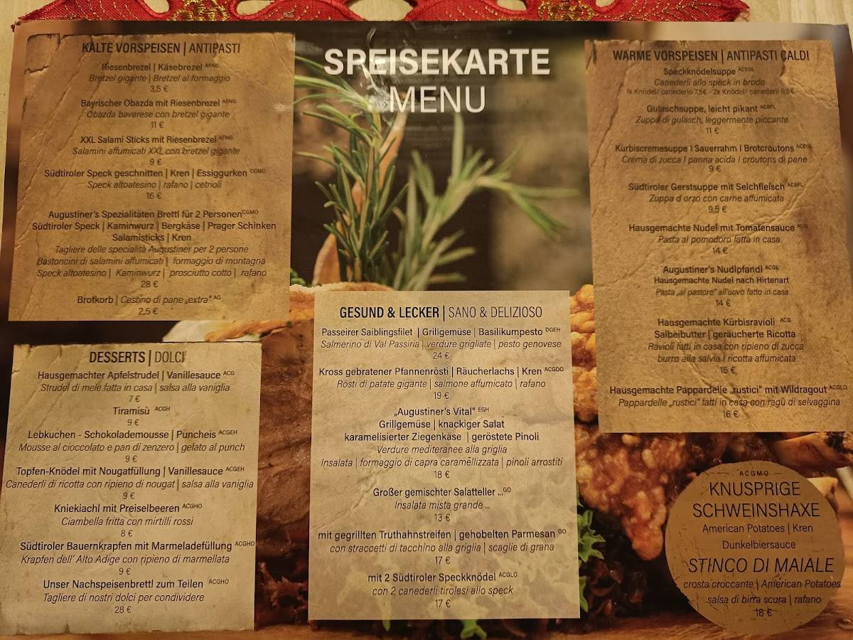 Menu di Augustiner in Meran Wirtshaus & Suites 
