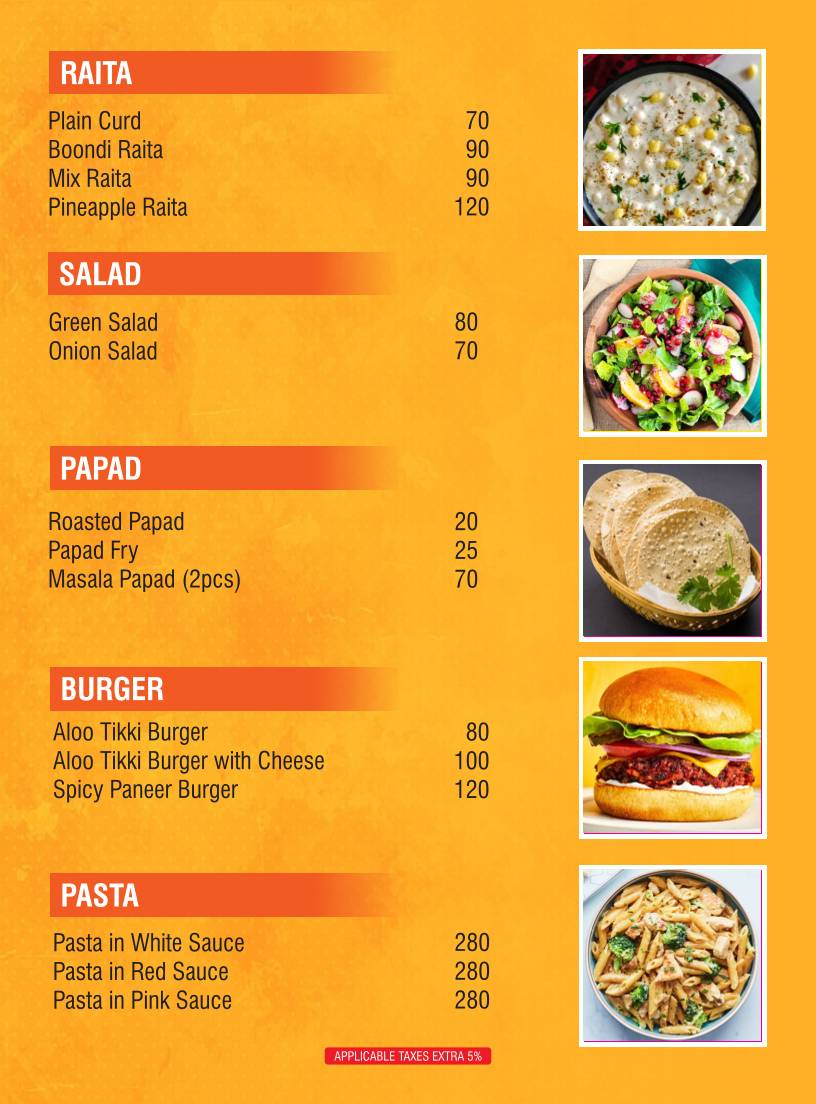 Dalmia's Saffron Vatika Restaurant menu