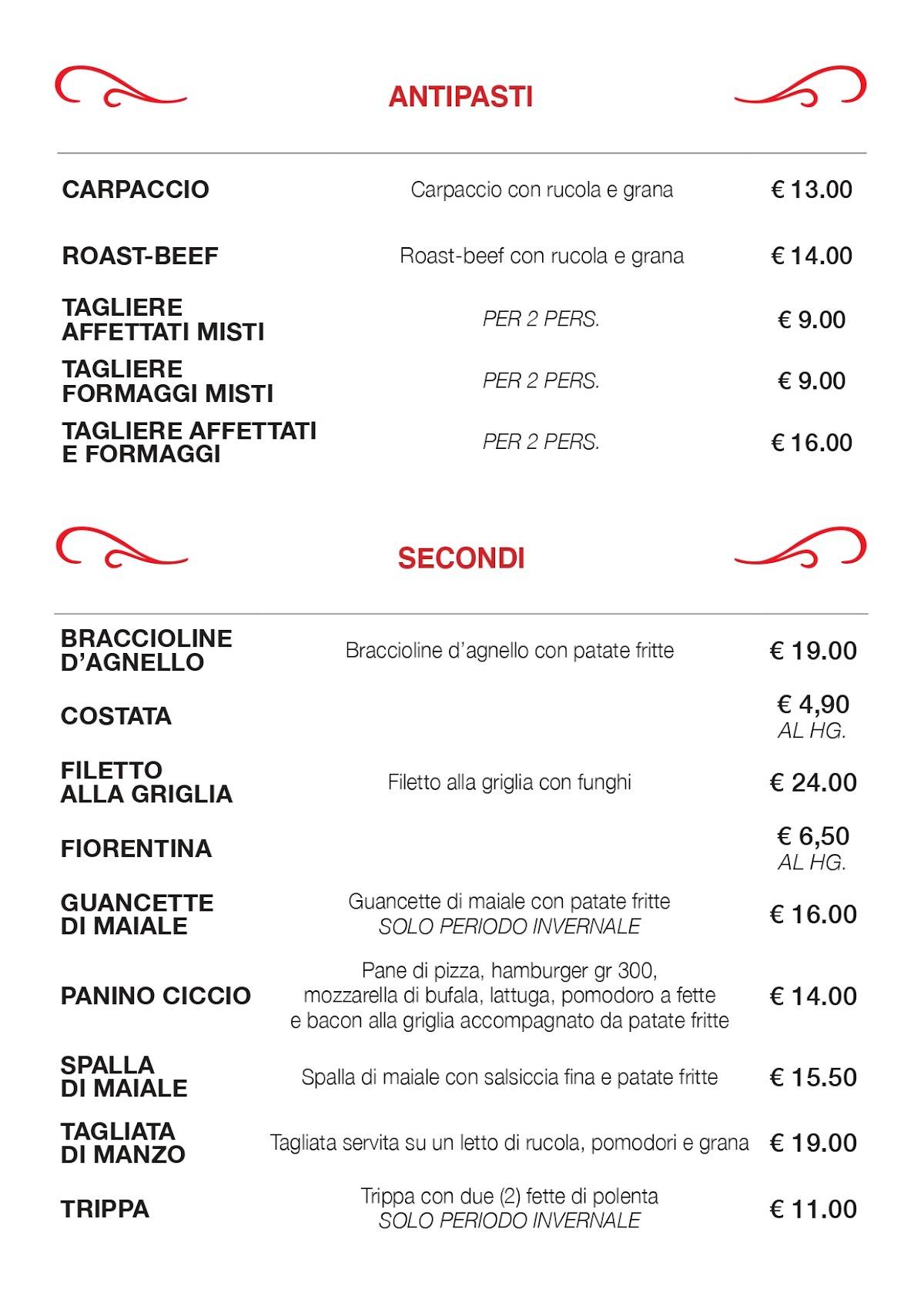 Menu di All’Angolo griglieria & pizzeria 