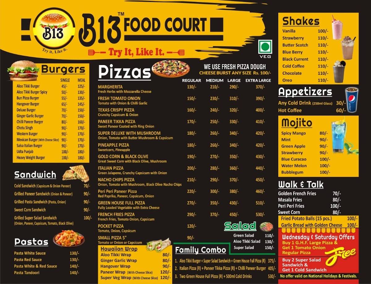 B13 menu