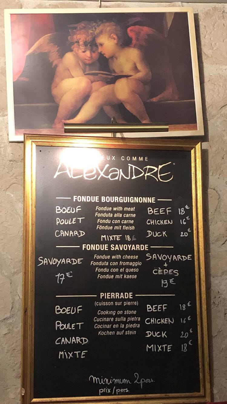 Menu de Heureux Comme Alexandre